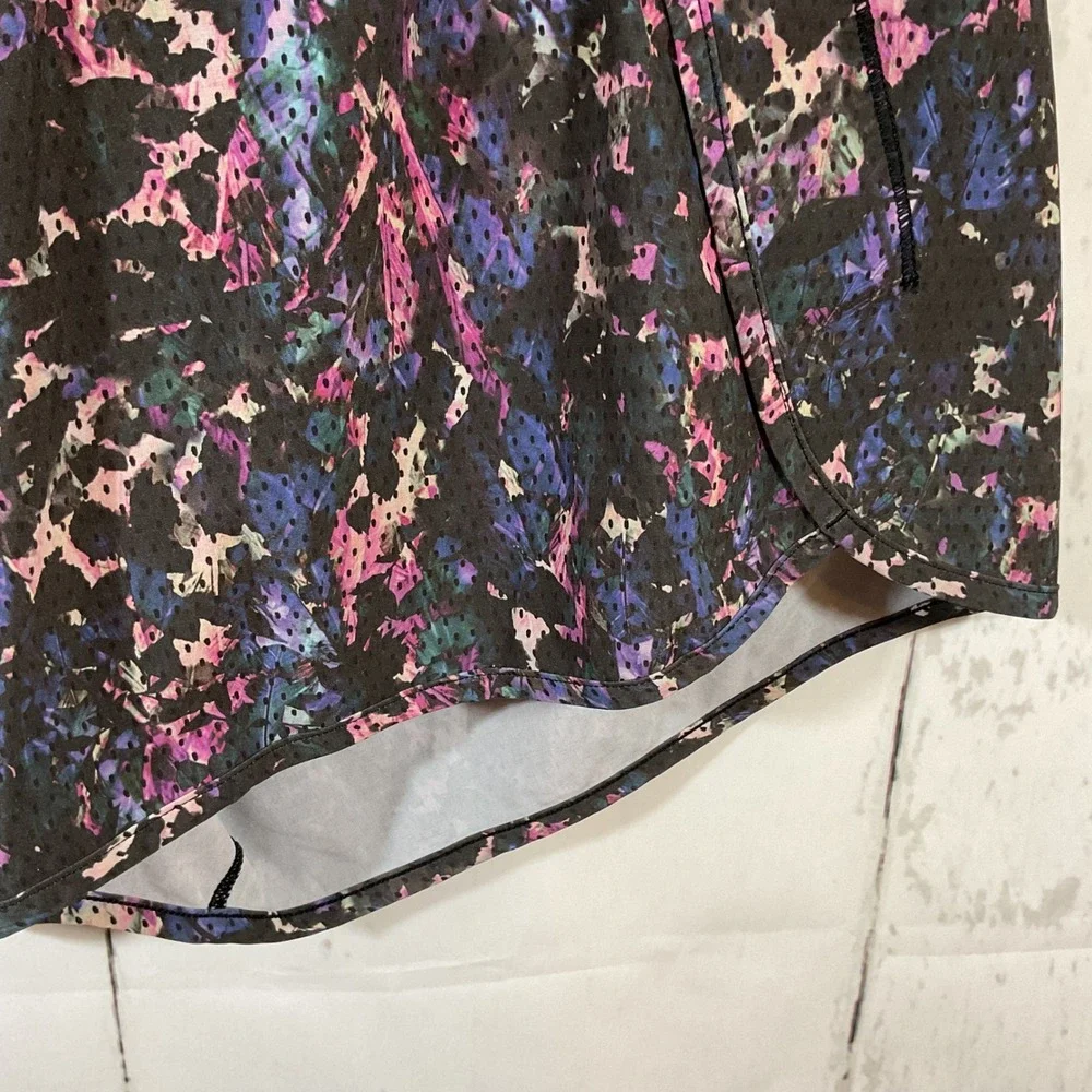 Lululemon Run Times Running Shorts Women 10 Floral Sport Black Multi‎ Print Gym